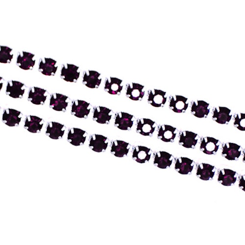 Dark Purple Strasskedja 2mm 10cm