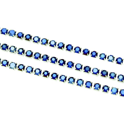 Metallic Blue Strasskedja 2mm 10cm