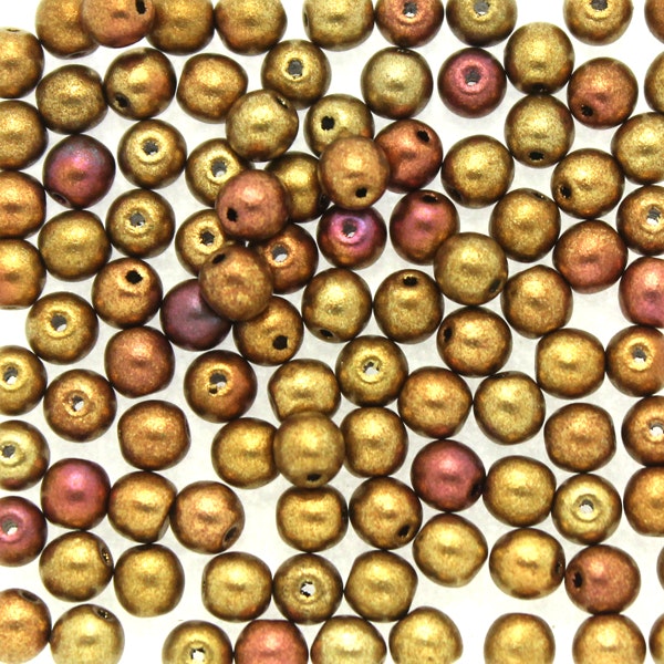 Gold Metallic Iris Runda/Druks 3mm 100st