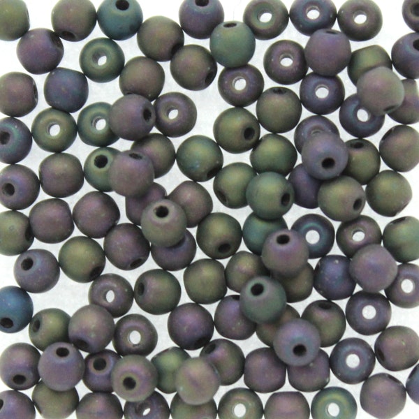 Matte Iris Purple Runda/Druks 3mm 100st