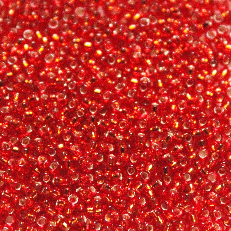 Silverlined Flame Red 15-0010 Miyuki Seedbeads 15/0 5g