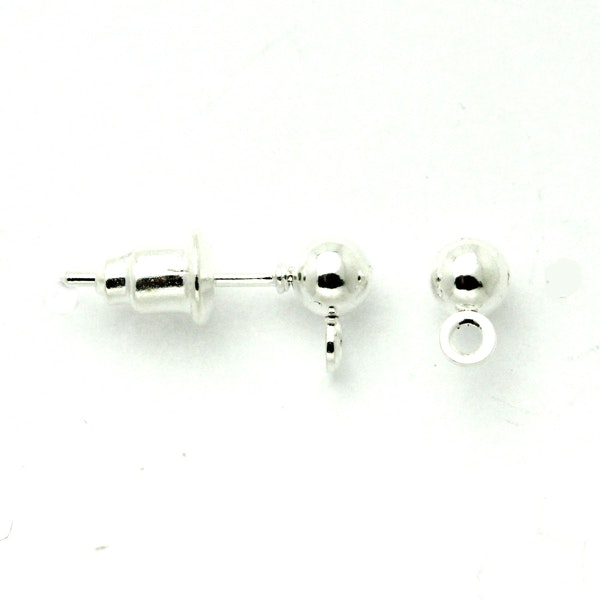Stiftörhängen med Kula 4mm och ögla Silverfärgat 6x14mm 5par