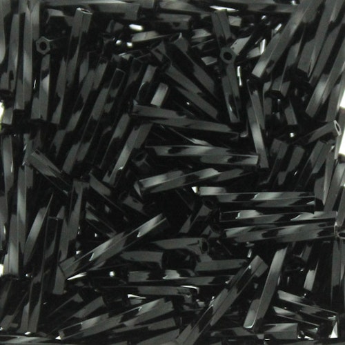 Opaque Black TW2012-0401 Miyuki Twisted Bugle Beads 2x12mm 10g