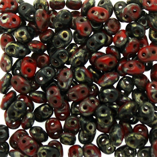 Red/Black Picasso Superduo Duets 10g