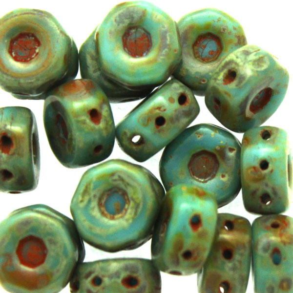 Turquoise Dark Travertin Octo Beads 10g