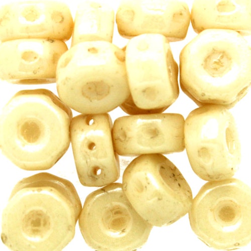 Opaque White Beige Luster Octo Beads 10g
