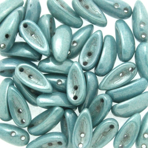 Opaque White Blue Luster Chilli Beads 10g