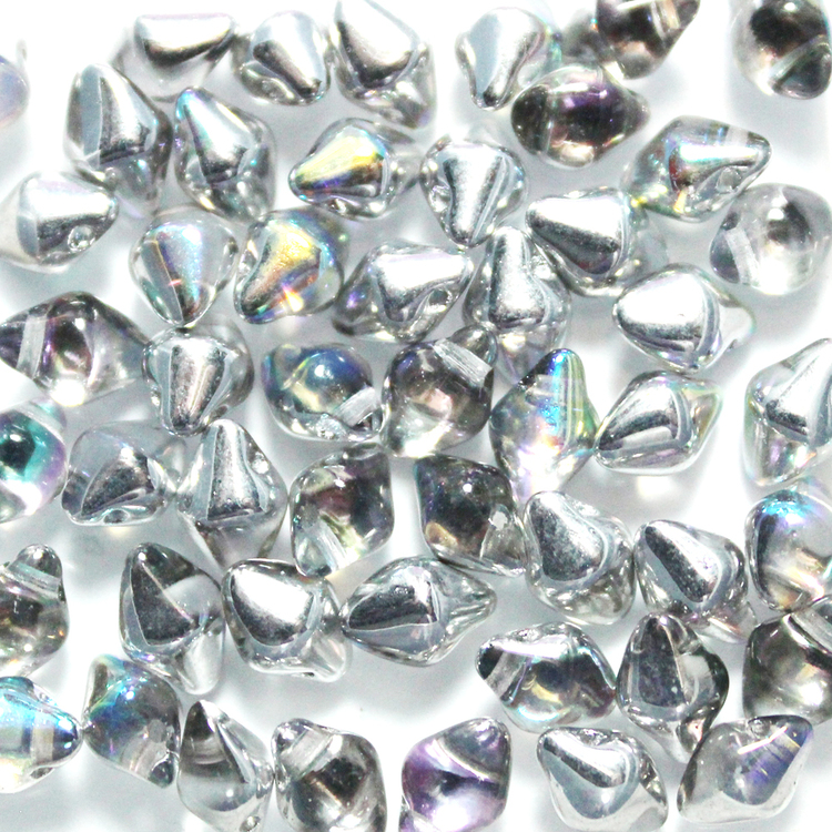 Crystal Silver Rainbow Spiky Button 50st