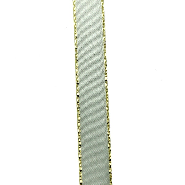 Silver med Guldglitterkant Polyesterband 10mm 1m