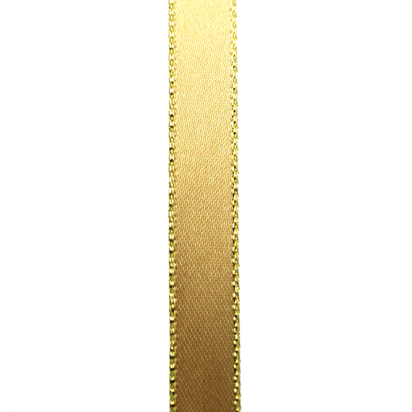 Guld med Guldglitterkant Polyesterband 10mm 1m