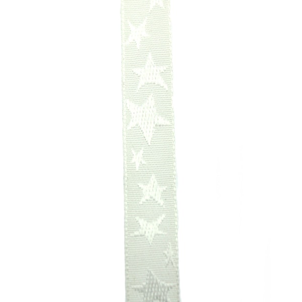 Vit med Stjärnor Polyesterband 10mm 1m