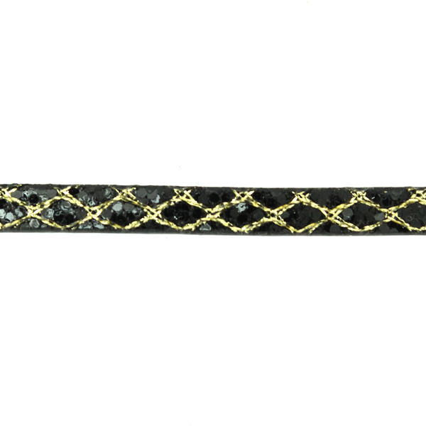 Black/Gold Ormskinn Glitter Imitationsläder 5mm Platt 20cm