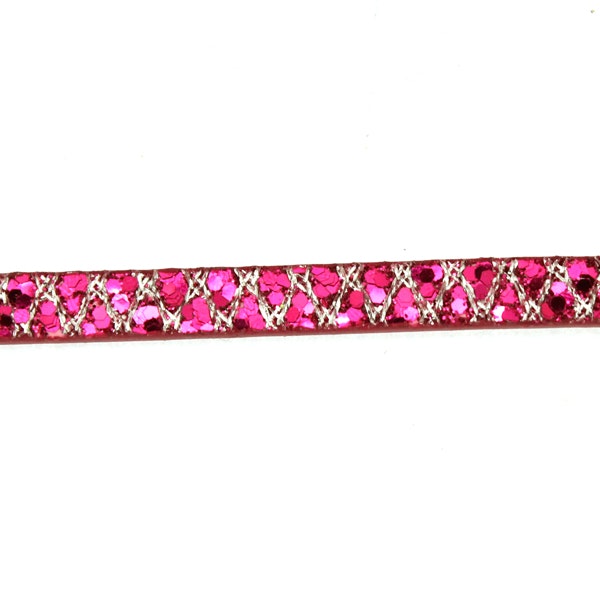 Pink/Silver Ormskinn Glitter Imitationsläder 5mm Platt 20cm