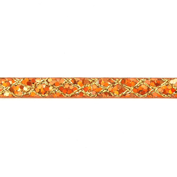 Orange/Gold Ormskinn Glitter Imitationsläder 5mm Platt 20cm