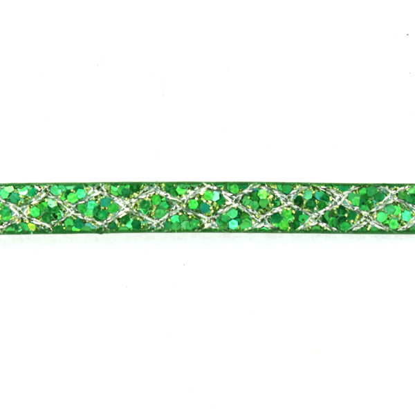 Green/Silver Ormskinn Glitter Imitationsläder 5mm Platt 20cm