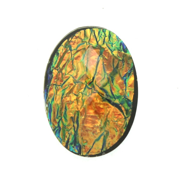 Orange/Grön Opal Facetterad Resincabochon 25x18mm 1st