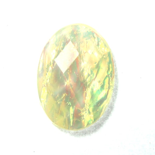 Gul/Grön Opal Facetterad Resincabochon 18x13mm 1st