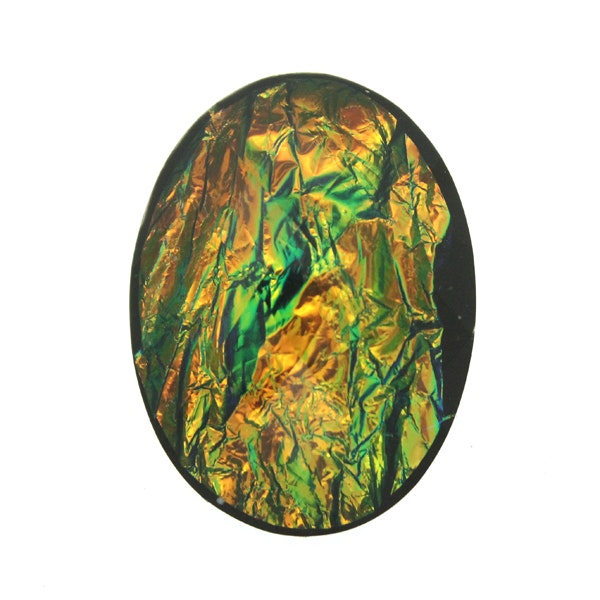 Grön/Orange Opal Facetterad Resincabochon 40x30mm 1st