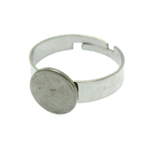 Mörkt Silverfärgad Ringstomme Platt Bred Ring 10mm Platta 1st