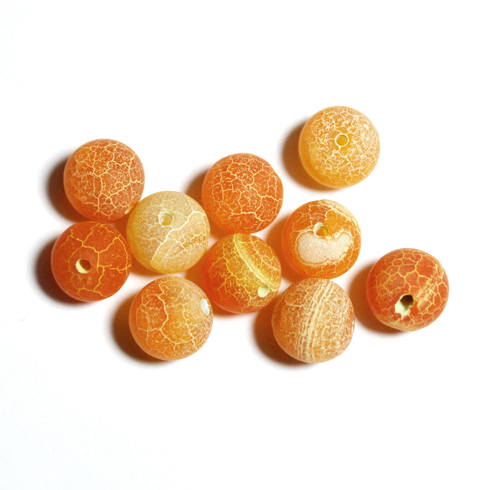 Orange Matte Krackelerad Agat 10mm 10st