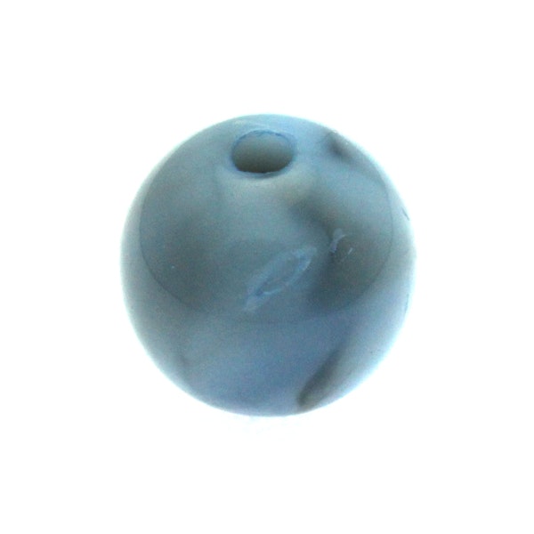 Opaque Blue Black Swirl Rund Acrylpärla 14mm 1st