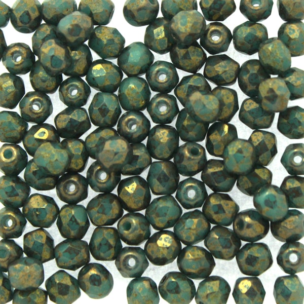 Green Turquoise Teracota Bronze Fire Polish 4mm 100st