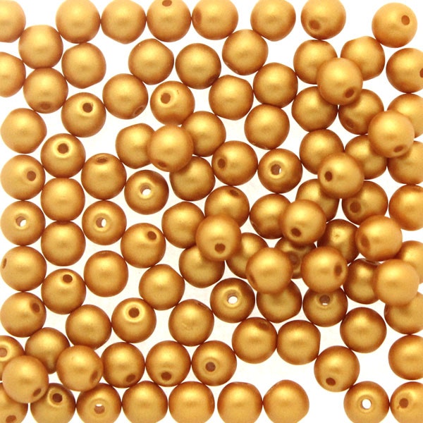 Alabaster Metallic Gold Runda/Druks 4mm 100st