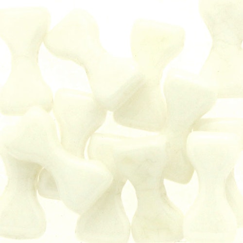 Opaque White Luster Bow Tie Beads 5g