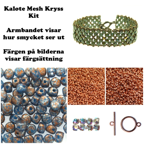Kalote Mesh Kryss Armband Kit Blå och Rosé (EJ MÖNSTER ENDAST PÄRLOR)