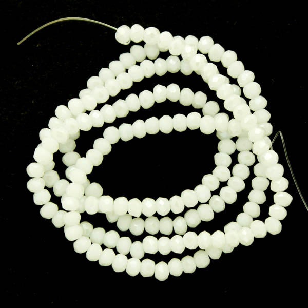 Opaque White AB Facetterade Rondeller / Abacus 2x3mm ca180st