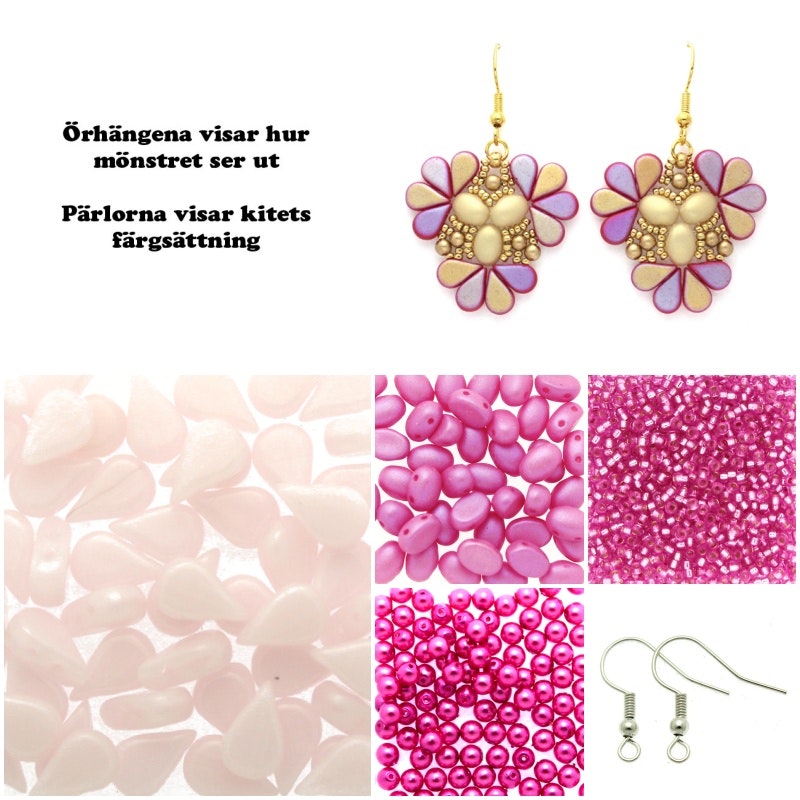 Rosa Sakura Örhängen Kit (Mönster ingår)