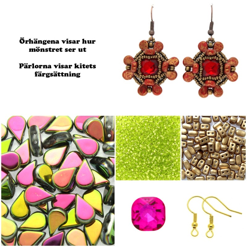 Rosa/Grön Cusam Örhängen Kit (EJ MÖNSTER ENDAST PÄRLOR)