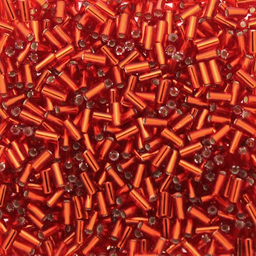 Silverlined Flame Red BGL1-0010 Miyuki Bugle Beads 3mm 10g