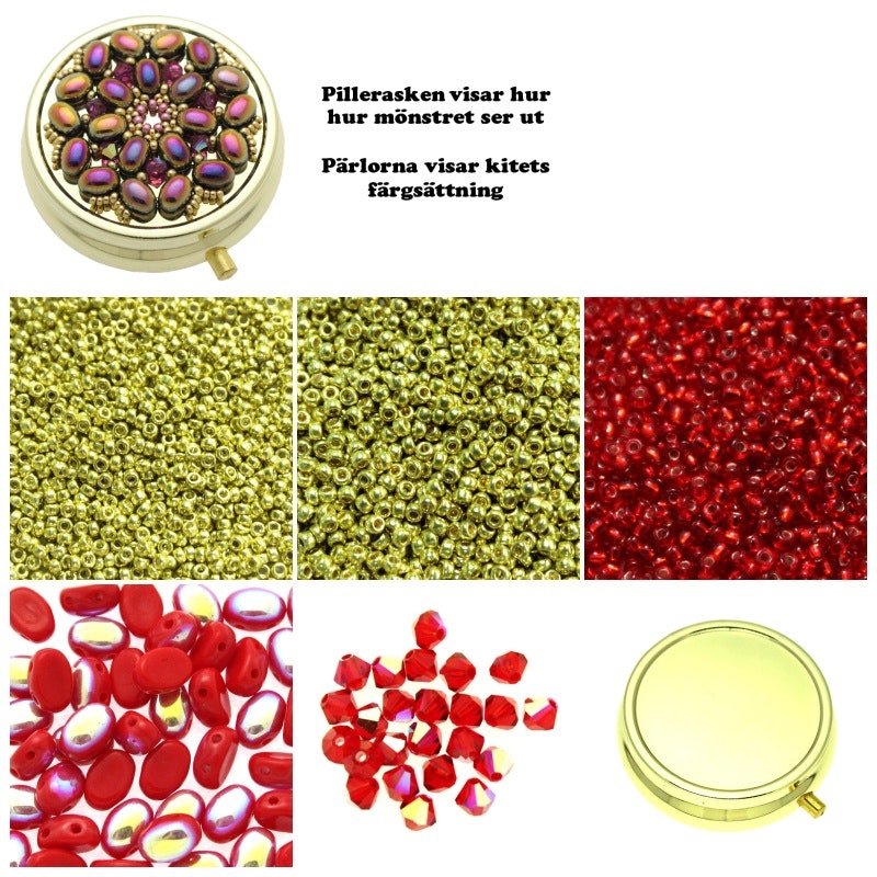 Röd/Gul Coeur Pillerask Kit (Mönster ingår)