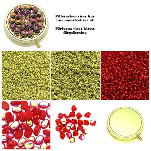 Röd/Gul Coeur Pillerask Kit (Mönster ingår)