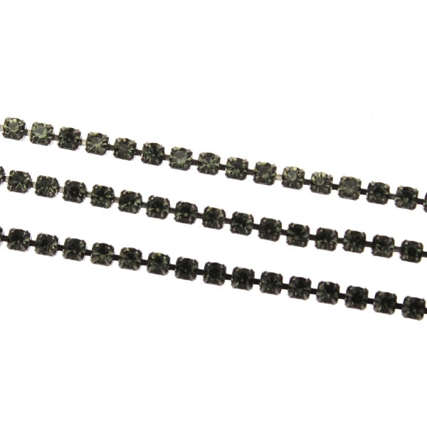 Black Diamond Oxidfärgad metall Strasskedja 2mm 10cm