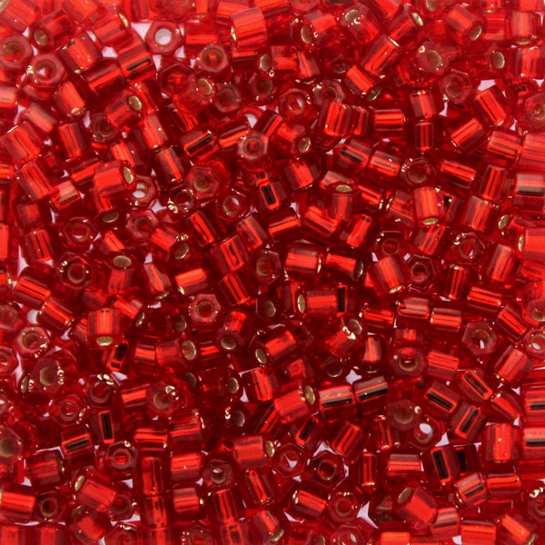 Silverlined Ruby 8C-0011 Miyuki Seedbeads 8/0 Hex cut 10g