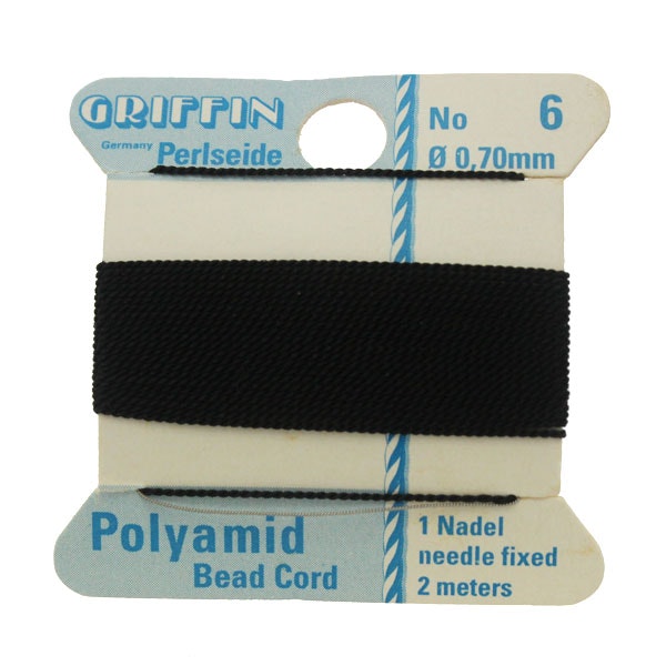 Griffin Nylon Bead Cord Perlsiede Black No6 0,7mm 2m