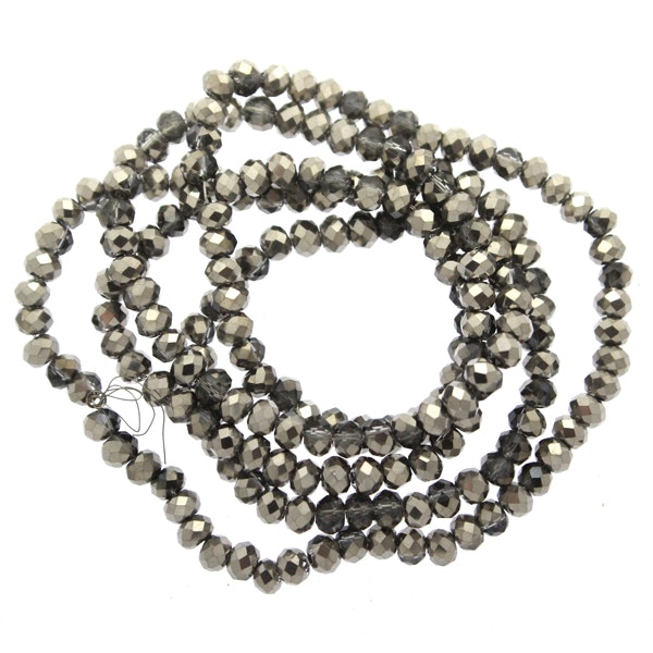 Crystal Half Metallic Silver Facetterade Rondeller / Abacus 2x3mm ca195st
