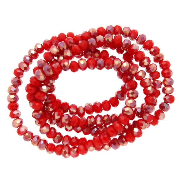 Red Opal Half Rainbow Luster Facetterade Rondeller / Abacus 2x3mm ca175st