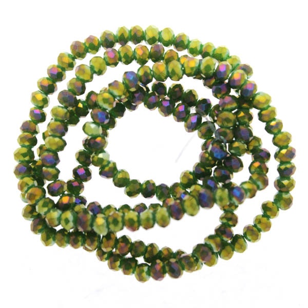 Green Opal Purple Luster Facetterade Rondeller / Abacus 2x3mm ca175st