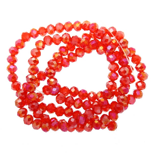 Transparent Orange Red AB Rondeller / Abacus 3x4mm ca140st