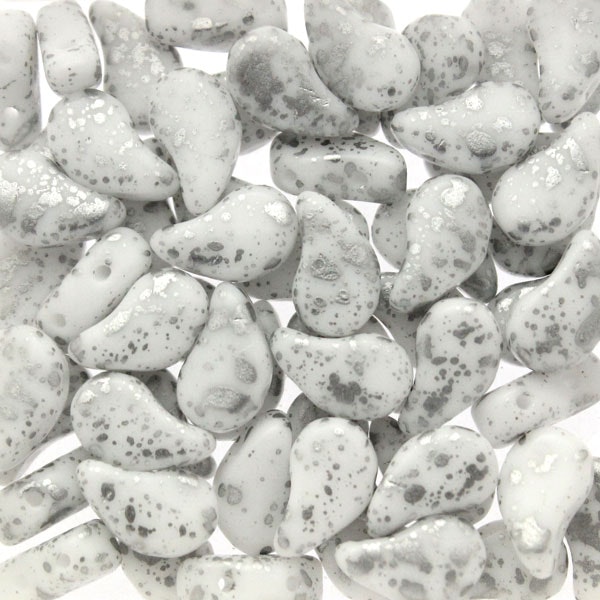 Opaque White Silver Splash Paisley Duo 10g