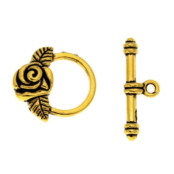 Guldfärgat Togglelås Ros 17mm 1set
