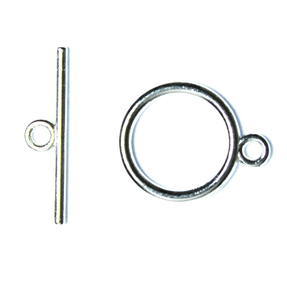 Silverfärgat Togglelås Slät 15mm 1set