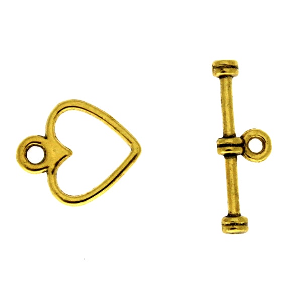 Mörkt Guldfärgat Togglelås Hjärta 12mm 1set