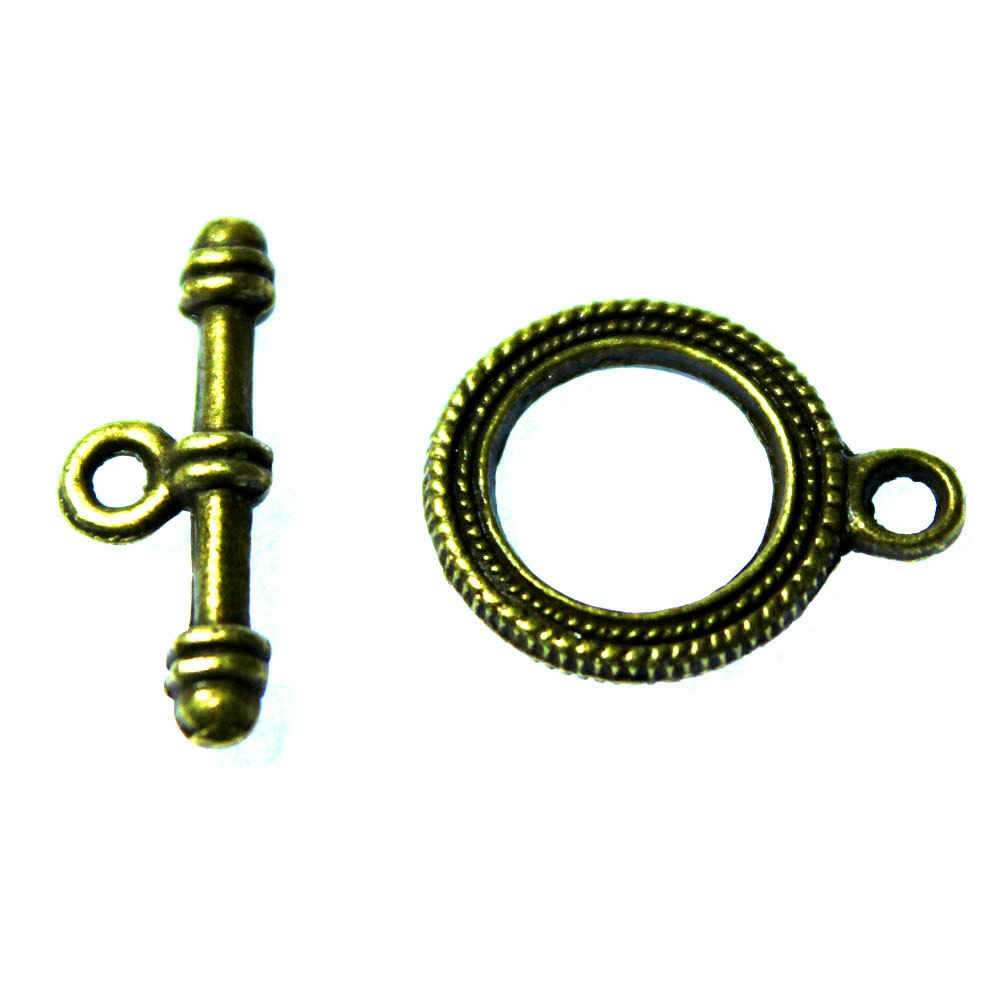 Bronsfärgat Togglelås Mönstrat 18mm 1set