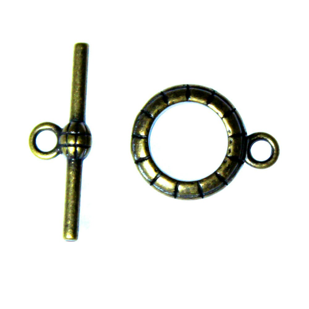 Bronsfärgat Togglelås Randig 14mm 1set