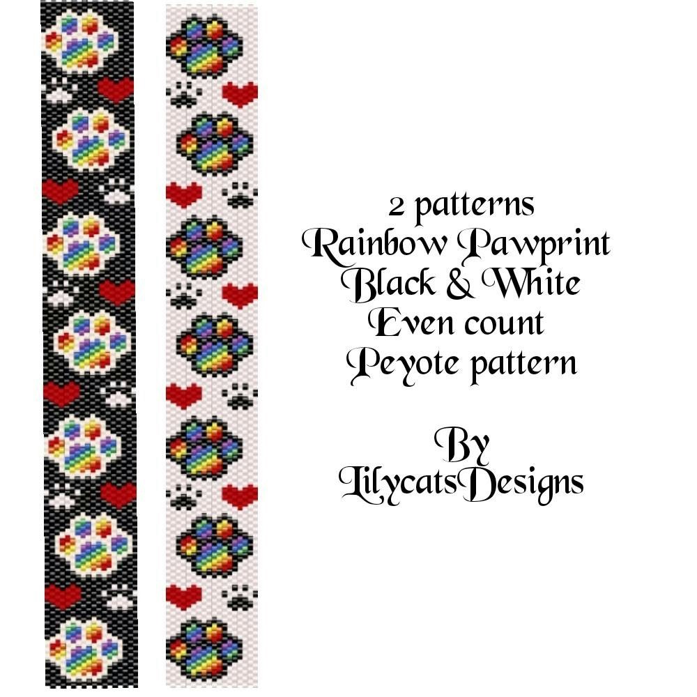 Rainbow Pawprint Black & White Armband PDF