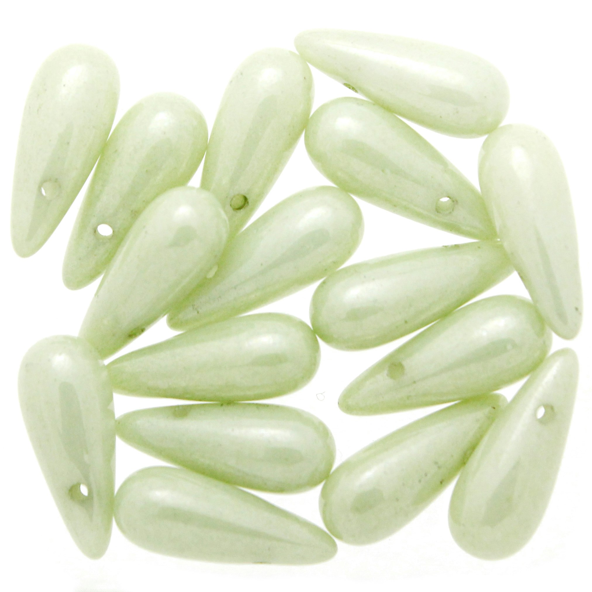 Opaque White Mint Luster Side Drill Drops 5x12mm 5g